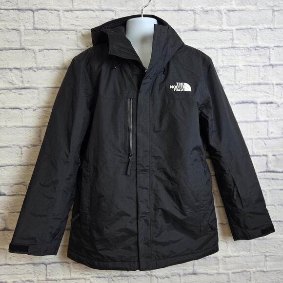The North Face Mens Large Insulated Hooded Jacket Dryvent Black Heavyweight FLAW - Picture 1 of 16